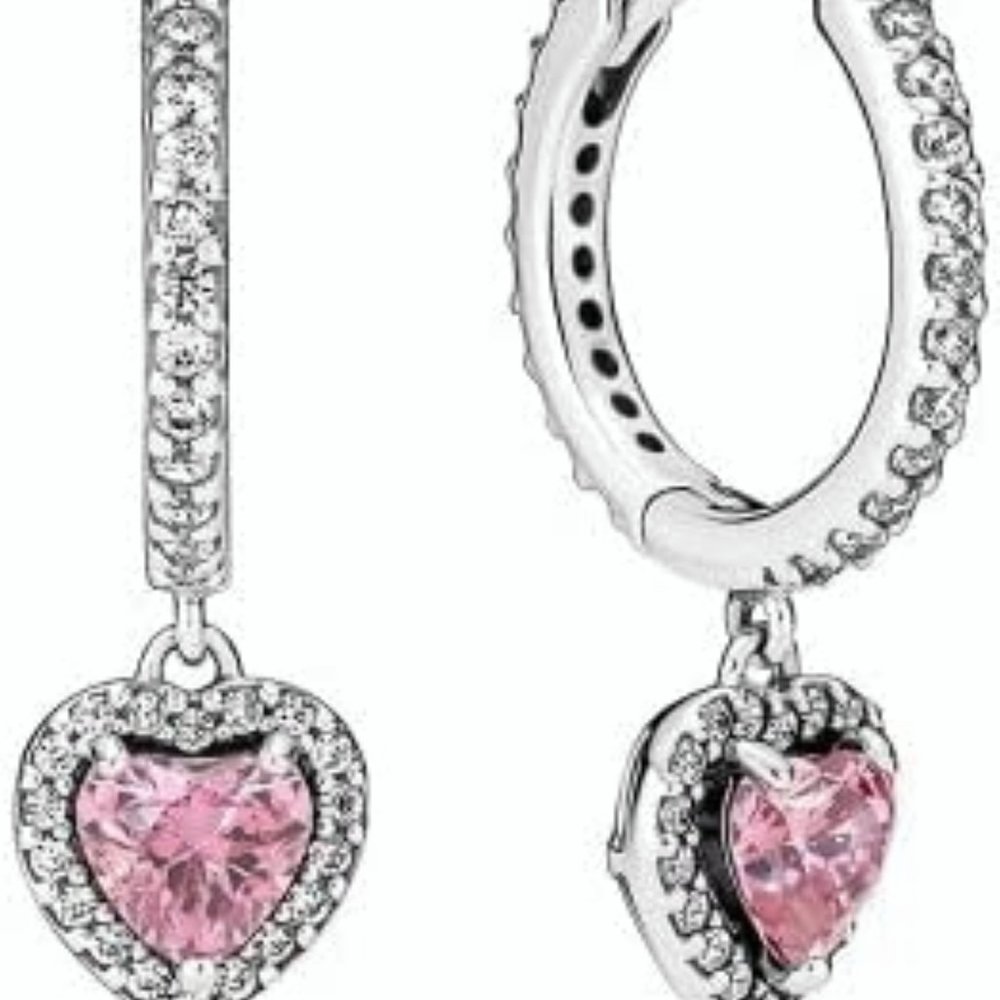 Pandora 291445C01 Sparkling Halo Heart Hoop Earrings